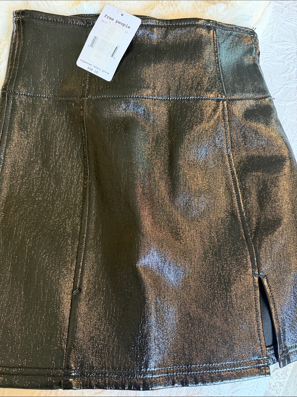 Free People Shimmery Black Metallic Mini Skirt